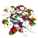100 Pieces Ladybird Wooden Button Cartoon Animal Buttons DIY Craft Supplies 24mm