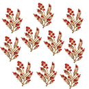 10 Pieces Red Rhinestone Embellishment Findings Flat Back Leaf Leaves for Crafts