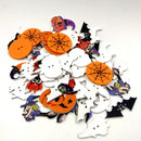 50 Pieces Assorted Wood Halloween Buttons 2 Hole Buttons for Sewing Scrapbooking