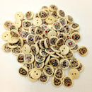 100 Piece 15mm Skull Printed Wood Round Decorative Buttons Sewing Embellishment for Kids DIY Crafts Art