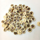 100 Piece 15mm Skull Printed Wood Round Decorative Buttons Sewing Embellishment for Kids DIY Crafts Art