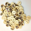 100 Piece 15mm Skull Printed Wood Round Decorative Buttons Sewing Embellishment for Kids DIY Crafts Art