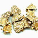 20 Pieces Star Heart Design Mini Wooden Craft Pegs Paper Photo Christmas Cards Holder Spring Clips Christmas Ornaments 48mm