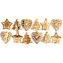 20 Pieces Star Heart Design Mini Wooden Craft Pegs Paper Photo Christmas Cards Holder Spring Clips Christmas Ornaments 48mm