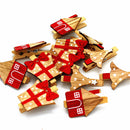 12 Pieces Xmas Tree Design Mini Wooden Craft Pegs Paper Photo Christmas Cards Holder Spring Clips Christmas Ornaments Red 48mm