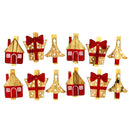 12 Pieces Xmas Tree Design Mini Wooden Craft Pegs Paper Photo Christmas Cards Holder Spring Clips Christmas Ornaments Red 48mm