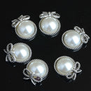 10 Piece Alloy Bow Shape Pearl Flatback Buttons Embellishments Jewelry for Wedding Crafts Decoration
