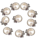 10 Piece Alloy Bow Shape Pearl Flatback Buttons Embellishments Jewelry for Wedding Crafts Decoration