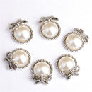 10 Piece Alloy Bow Shape Pearl Flatback Buttons Embellishments Jewelry for Wedding Crafts Decoration