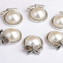 10 Piece Alloy Bow Shape Pearl Flatback Buttons Embellishments Jewelry for Wedding Crafts Decoration