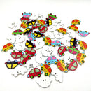 100 Pieces Colorful Car Shape Wood 2 Holes Flat Buttons for Sewing Scrapbooking