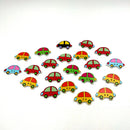 100 Pieces Colorful Car Shape Wood 2 Holes Flat Buttons for Sewing Scrapbooking