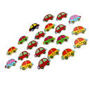 100 Pieces Colorful Car Shape Wood 2 Holes Flat Buttons for Sewing Scrapbooking