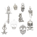 9 Piece Vintage Skeleton Skull Shape Pendant Charms Halloween Jewelry Making Findings Accessories