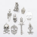 9 Piece Vintage Skeleton Skull Shape Pendant Charms Halloween Jewelry Making Findings Accessories