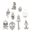 9 Piece Vintage Skeleton Skull Shape Pendant Charms Halloween Jewelry Making Findings Accessories