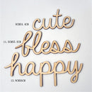 6 Pieces Wood Script Words Set Happy Dream Together Cute Imagine Embellishments