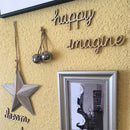 6 Pieces Wood Script Words Set Happy Dream Together Cute Imagine Embellishments