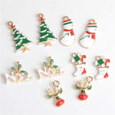 10 Pieces XMAS Christmas Charms Pendants Enamel Craft Key Rings Xmas Holiday Decor Ornament Santa Tree Snowman Holly Deer