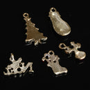 10 Pieces XMAS Christmas Charms Pendants Enamel Craft Key Rings Xmas Holiday Decor Ornament Santa Tree Snowman Holly Deer