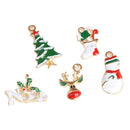 10 Pieces XMAS Christmas Charms Pendants Enamel Craft Key Rings Xmas Holiday Decor Ornament Santa Tree Snowman Holly Deer