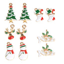 10 Pieces XMAS Christmas Charms Pendants Enamel Craft Key Rings Xmas Holiday Decor Ornament Santa Tree Snowman Holly Deer