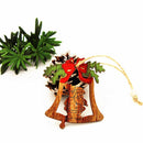 10 Pieces Christmas Tree Ornament Wood Bell Santa Claus Pattern Christmas Decorations