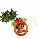 10 Pieces Christmas Tree Ornament Wood Bell Santa Claus Pattern Christmas Decorations