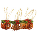 10 Pieces Christmas Tree Ornament Wood Bell Santa Claus Pattern Christmas Decorations