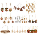 10 Pieces Christmas Tree Ornament Wood Bell Santa Claus Pattern Christmas Decorations
