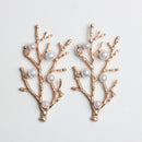 10 Pieces Gold Alloy Branches Pearl Embellishment DIY Scrapbooking Wedding Bridal Hair Craft Jewelry Findings