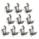 10 Pieces Vintage Alloy Sliver Leaf Three Leaves Pendants Charms DIY Jewelry Findings
