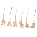 6 Designs Wooden Pendants Santa Claus&Snowman&Socks&Elk&Bells&Sled Ornaments DIY Christmas Home Party Decorations Xmas Tree Ornaments Kids Gifts