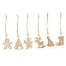 6 Designs Wooden Pendants Santa Claus&Snowman&Socks&Elk&Bells&Sled Ornaments DIY Christmas Home Party Decorations Xmas Tree Ornaments Kids Gifts