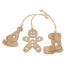 6 Designs Wooden Pendants Santa Claus&Snowman&Socks&Elk&Bells&Sled Ornaments DIY Christmas Home Party Decorations Xmas Tree Ornaments Kids Gifts