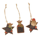 3 Pieces Wooden Christmas Tree Decor Xmas Hanging Reindeer Santa Ornaments Decoration