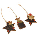 3 Pieces Wooden Christmas Tree Decor Xmas Hanging Reindeer Santa Ornaments Decoration