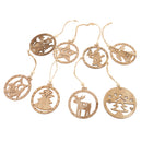 6 Pieces Mixed Natural Wood Christmas Tree Hanging Decoration Xmas Drop Pendants
