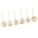 6 Pieces Mixed Natural Wood Christmas Tree Hanging Decoration Xmas Drop Pendants