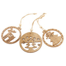 6 Pieces Mixed Natural Wood Christmas Tree Hanging Decoration Xmas Drop Pendants