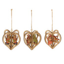 3 Sets Christmas Hanging Ornaments Christmas Decoration Wooden Heart Pendant Crafts Embellishments Christmas Tree Decorations