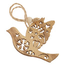 6 Pieces Christmas Wooden Pendants Ornaments Heart Bird Shapes Crafts DIY Home Party Decorations Xmas Tree Ornaments Kids Gifts