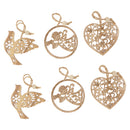 6 Pieces Christmas Wooden Pendants Ornaments Heart Bird Shapes Crafts DIY Home Party Decorations Xmas Tree Ornaments Kids Gifts