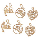 6 Pieces Christmas Wooden Pendants Ornaments Heart Bird Shapes Crafts DIY Home Party Decorations Xmas Tree Ornaments Kids Gifts