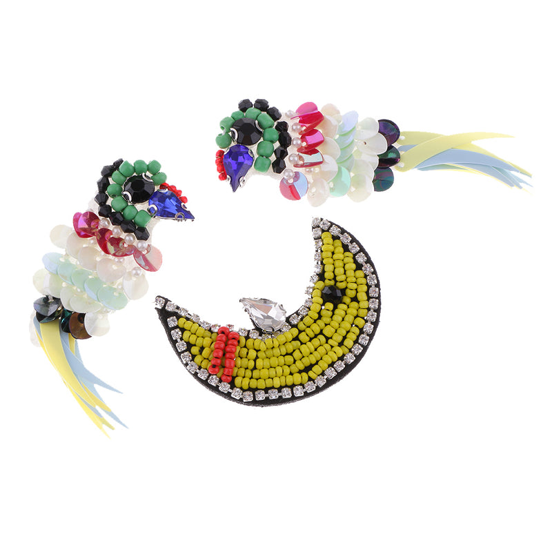 1 Set Rhinestone Sequins Beaded Patches Embroidery Sew on Applique for DIY Crafts