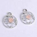 10 Pieces Round Alloy Crystal Pendants Charms Jewelry Making Accessories for DIY Necklace Craft Hanging Decoration