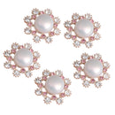 5 Pieces Flower Crystal Pearl Flatback Buttons Embellishments Jewelry Findings for Wedding Crafts 25mm