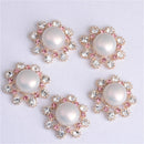 5 Pieces Flower Crystal Pearl Flatback Buttons Embellishments Jewelry Findings for Wedding Crafts 25mm
