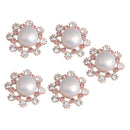 5 Pieces Flower Crystal Pearl Flatback Buttons Embellishments Jewelry Findings for Wedding Crafts 25mm