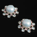 5 Pieces Flower Crystal Pearl Flatback Buttons Embellishments Jewelry Findings for Wedding Crafts 25mm
